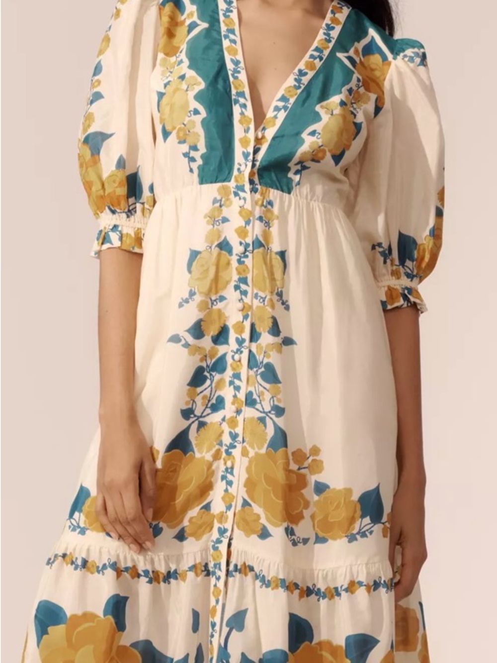 Farm Rio x
Anthropologie Puff-Sleeve Printed Midi
Dress. Size L - Picture 4 of 11